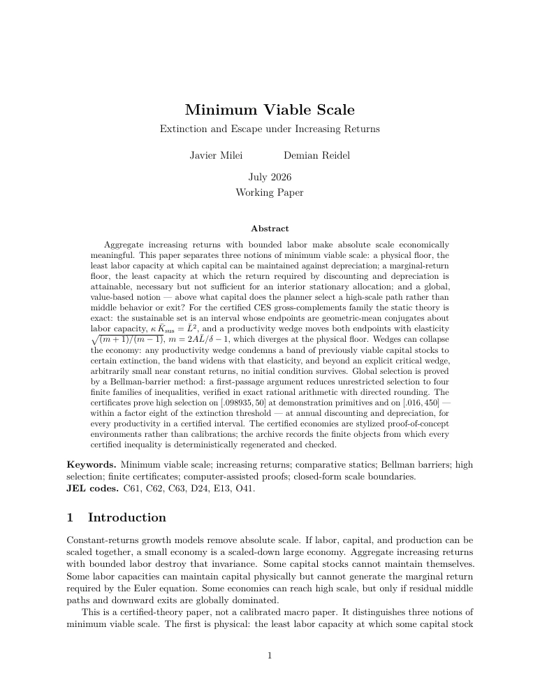 Primera página original de Minimum Viable Scale, julio de 2026